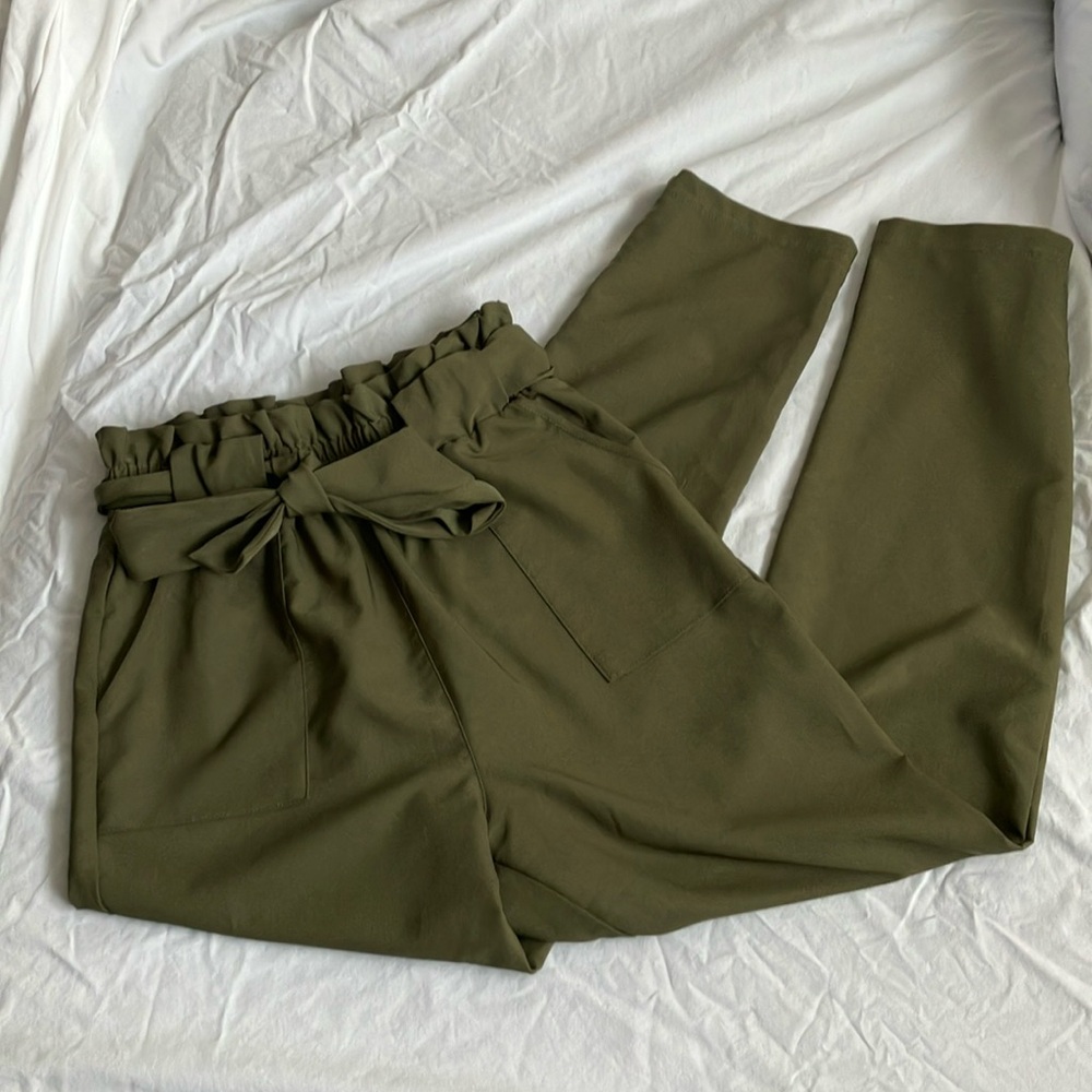 Olive green Tie Waist Pants size S
